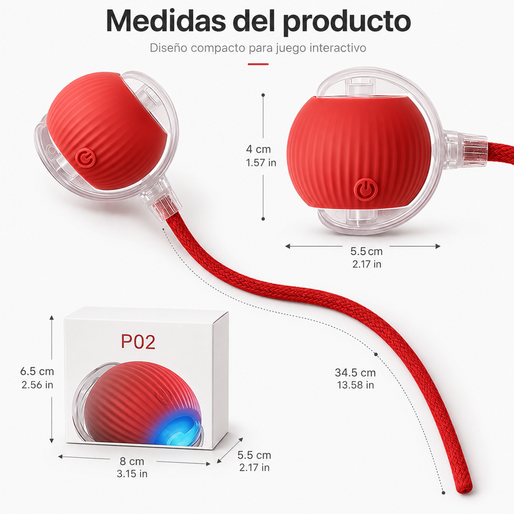 Pelota Interactiva Automática con Cuerda para Gatos y Perros